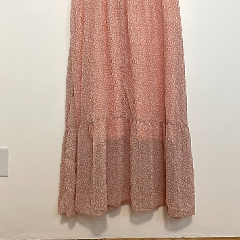 FASHION Flowy Midi Tiered Ditsy Floral Dress Rose Pink Faux Wrap XXL - NO BELT - Picture 14 of 15